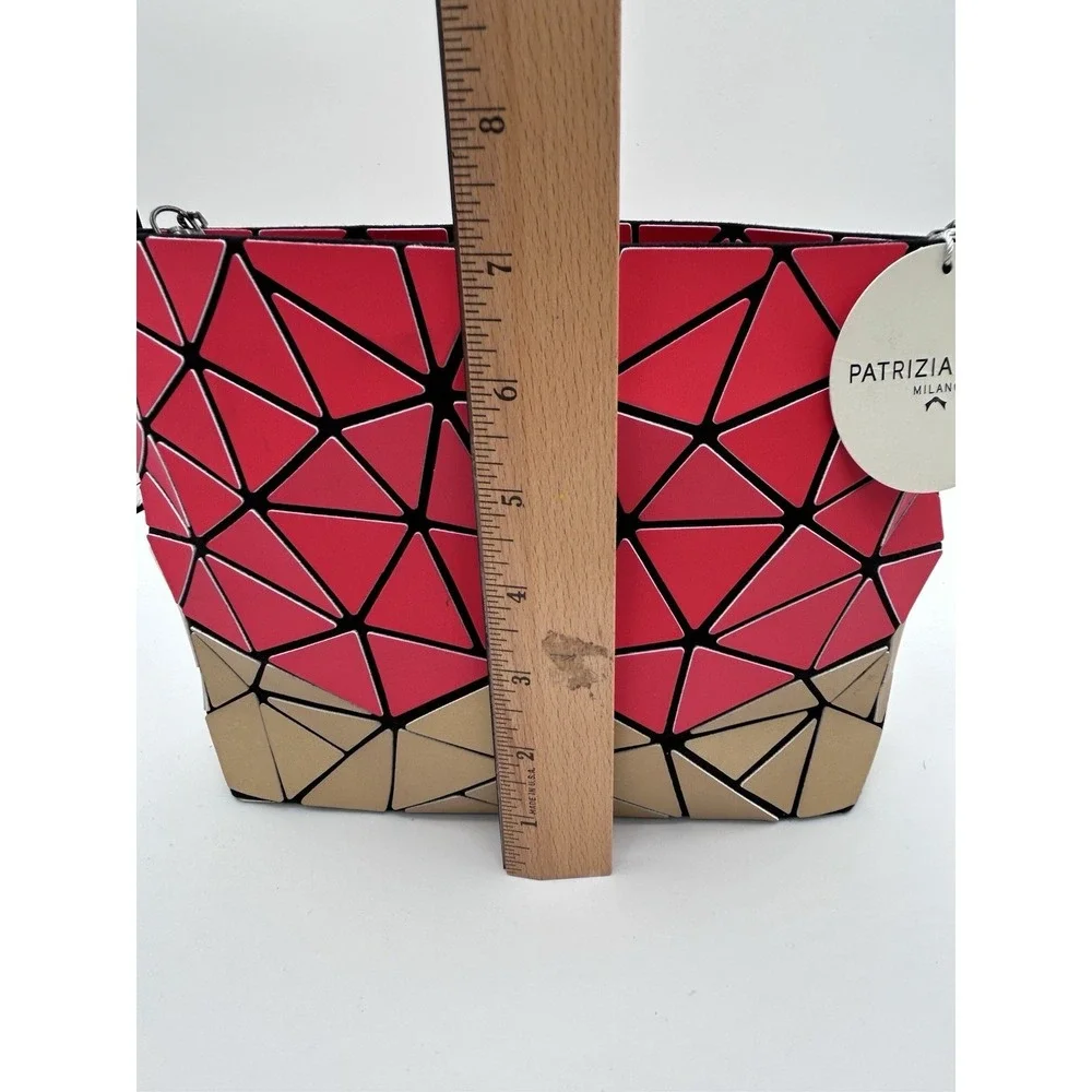 Patrizia Luca Women's Matte Red/Gold Triangle Geometric Purse Crossbody NWT